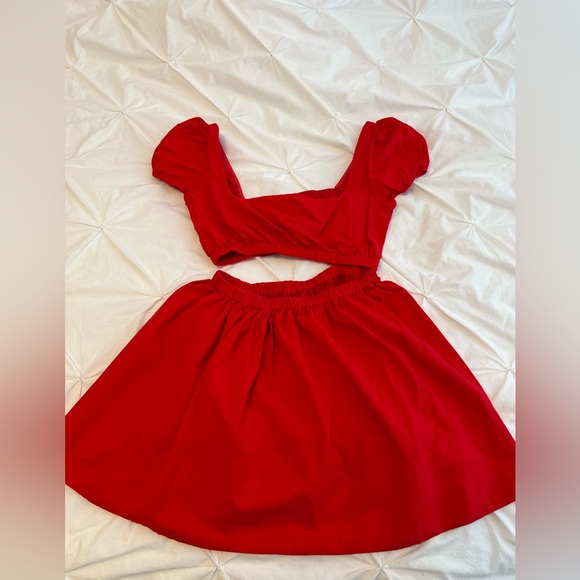 Long Lunch Linen Mini Dress Red - White fox - Picture 3 of 3